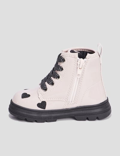 Bottines crantées zippées rose bébé fille