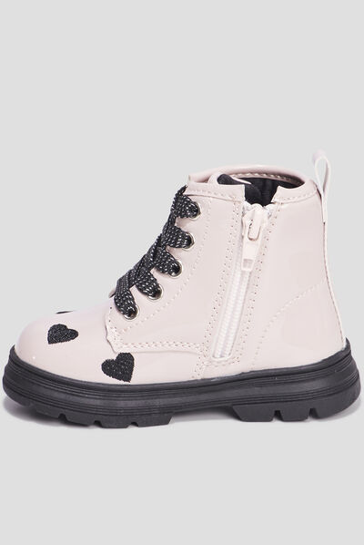 Bottines crantées zippées rose bébé fille