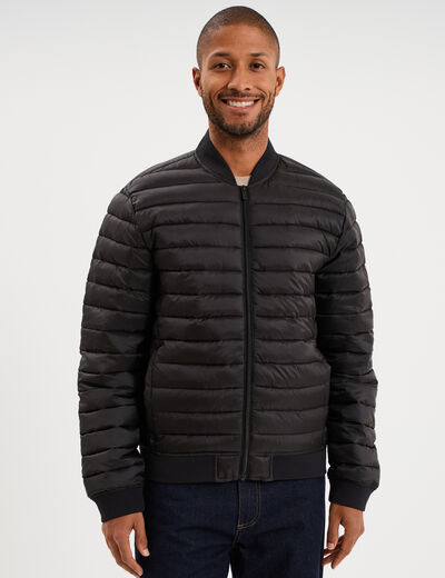 Doudoune l&eacute;g&egrave;re d&eacute;perlante col teddy noir homme
