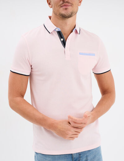 Polo manches courtes 1 poche coton rose homme
