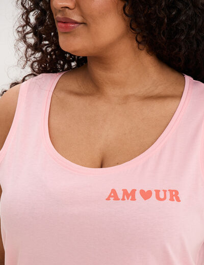 D&eacute;bardeur col rond coton rose femme grande taille