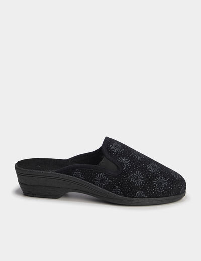 Chaussons mules compensés noir femme