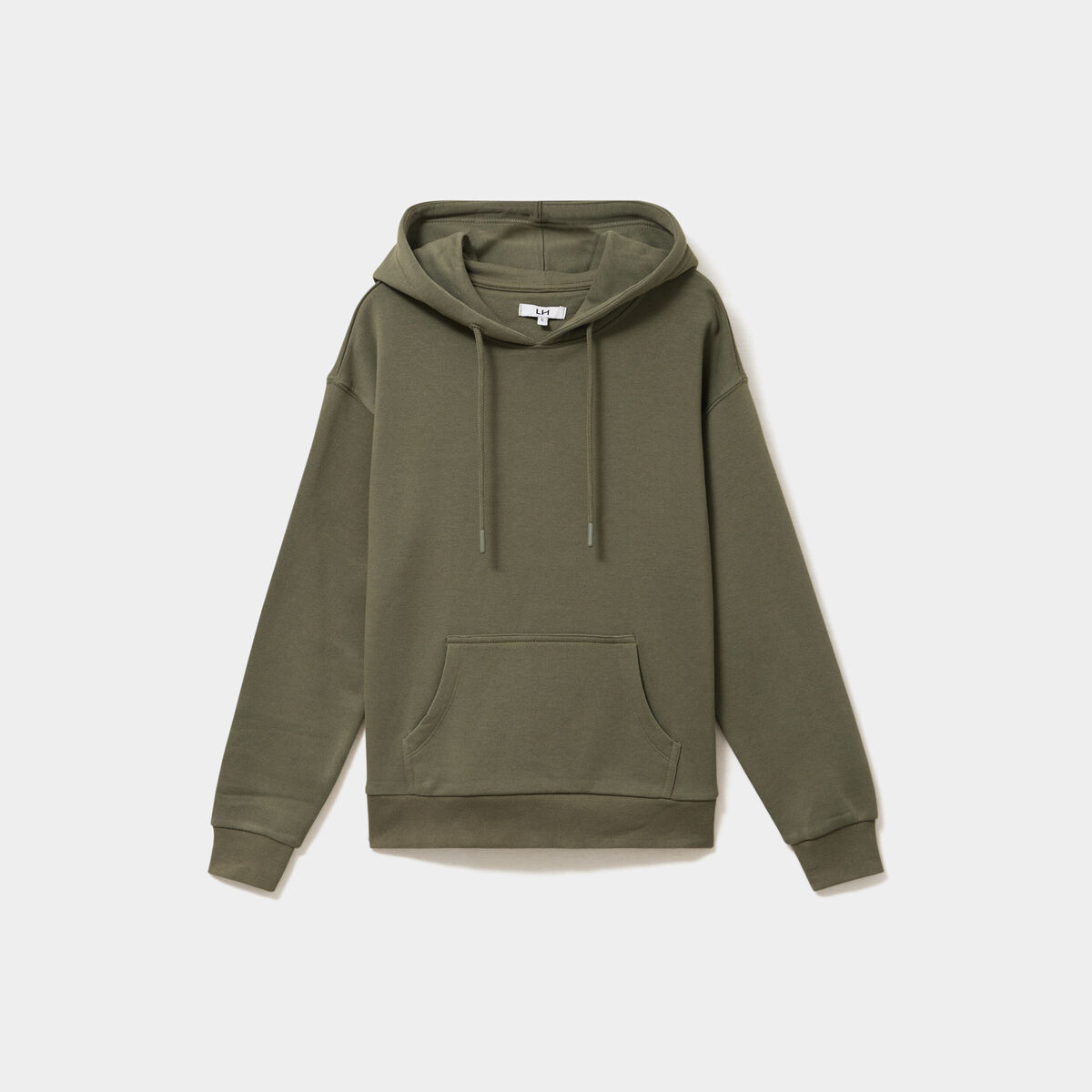 Sweat hoodie 1 poche &agrave; capuche vert kaki femme