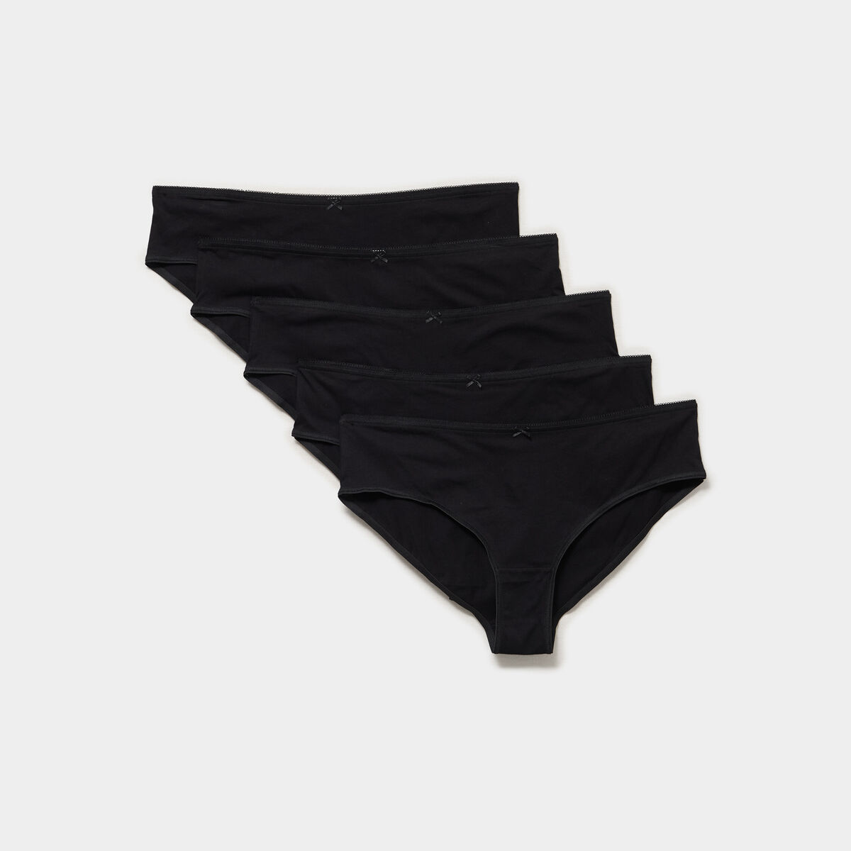 Lot 5 culottes taille &eacute;lastiqu&eacute;e coton noir femme grande taille