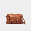Sac port&eacute;-&eacute;paule avec poche &agrave; rabat marron cognac femme