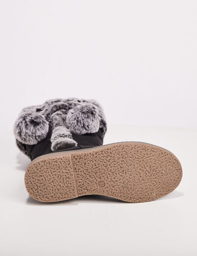 Bottes zippées avec pompons noir fille