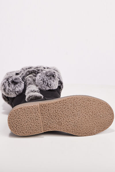 Bottes zipp&eacute;es avec pompons noir fille