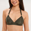 Haut de maillot de bain forme triangle vert kaki femme