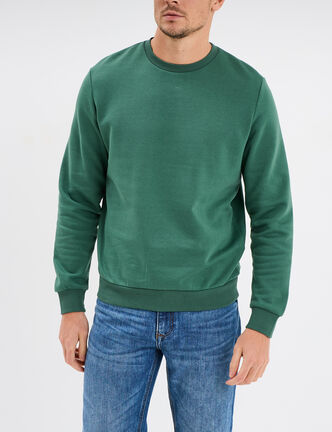 Sweat molleton col rond vert menthe homme