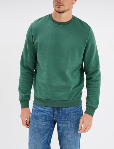 Sweat molleton col rond vert menthe homme