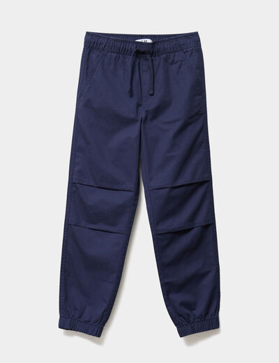 Pantalon battle taille élastiquée coton bleu marine garçon