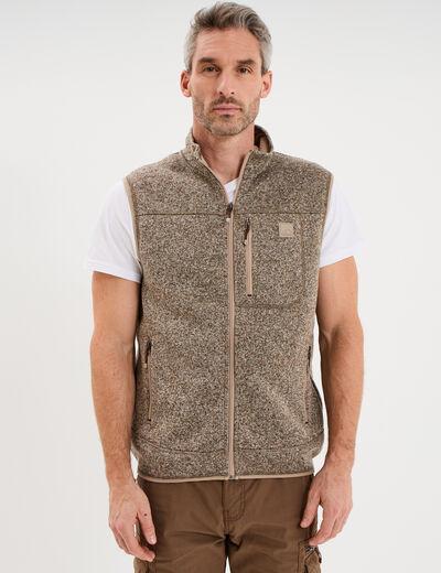 Gilet sans manches col montant marron homme