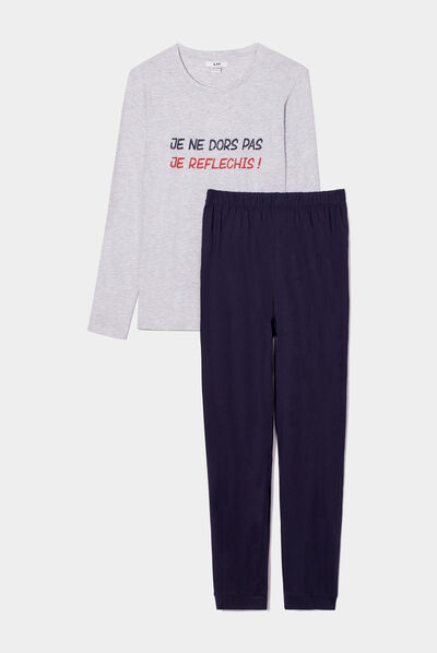 Ensemble pyjama pantalon coton gris garçon