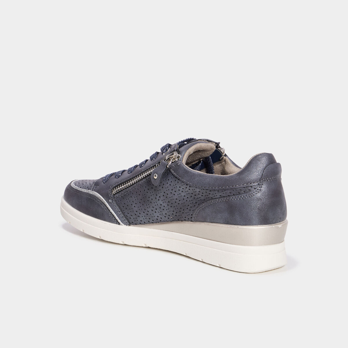 Tennis &agrave; lacets zipp&eacute;es bleu marine femme