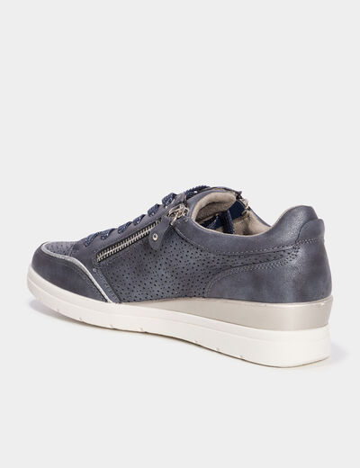 Tennis à lacets zippées bleu marine femme