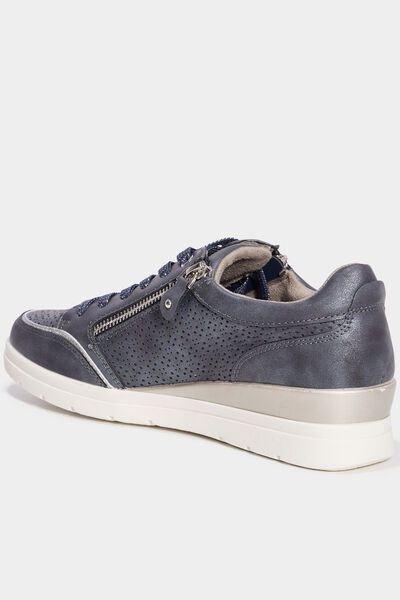 Tennis &agrave; lacets zipp&eacute;es bleu marine femme