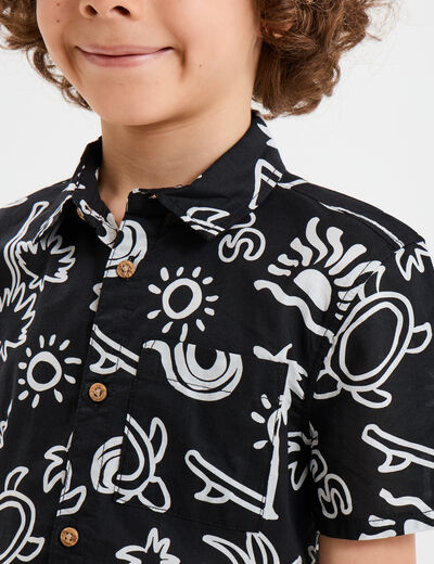 Chemise manches courtes noir garçon