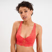 Soutien-gorge bustier padd&eacute; dentelle rouge femme