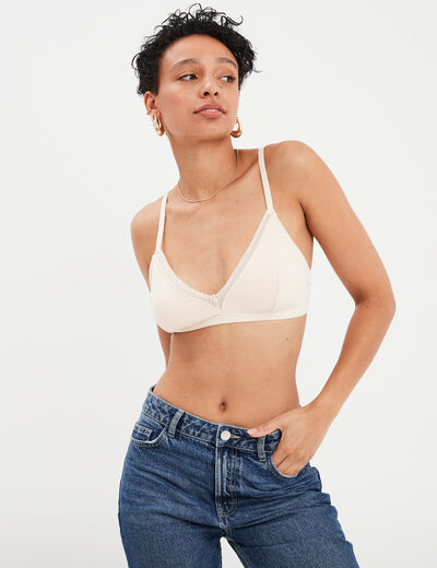 Soutien-gorge triangle sans armatures rose poudrée femme