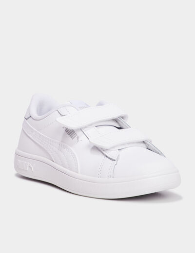 Tennis basses à scratchs Puma blanc garçon