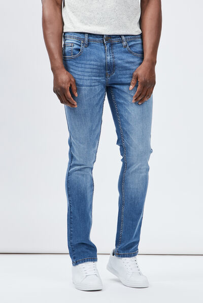Jeans slim effet usé denim double stone homme