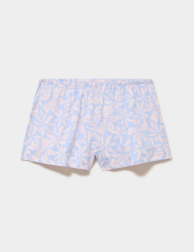 Bas de pyjama short coton bleu femme grande taille