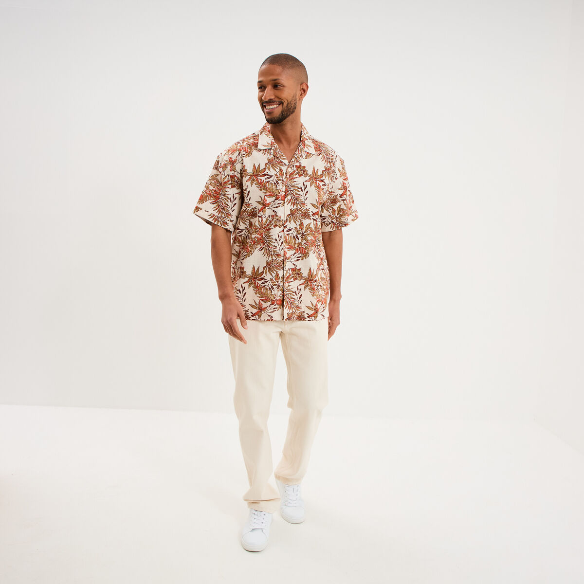 Chemise en coton manches courtes multicolore homme