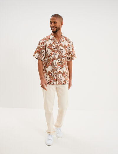 Chemise en coton manches courtes multicolore homme