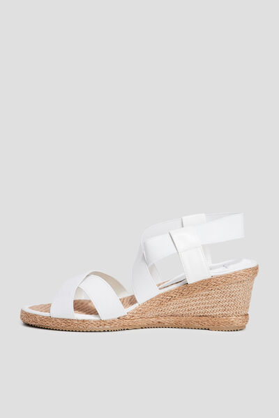 Sandales compensées blanc femme