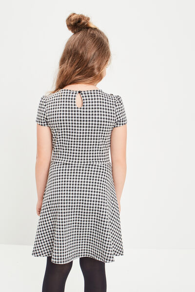 Robe patineuse à col rond ecru fille