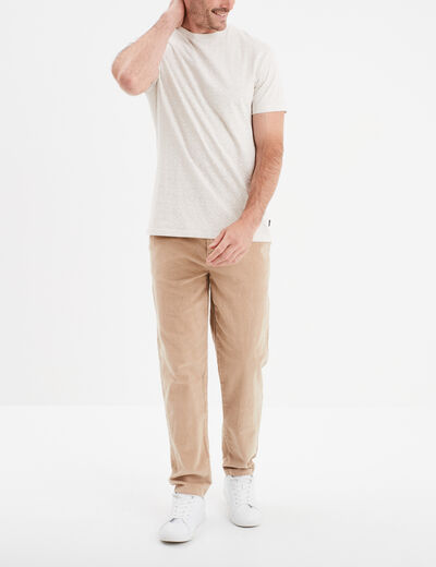 T-shirt manches courtes col rond creme homme