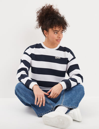 Sweat court manches longues Creeks bleu marine femme