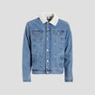 Veste en jean col fourré denim double stone homme