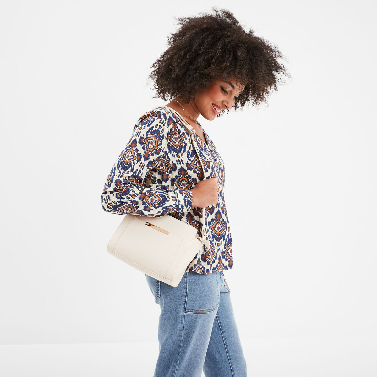 Sac en bandoulière rectangulaire blanc femme