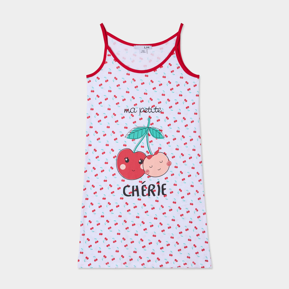 Chemise de nuit fines bretelles coton blanc fille