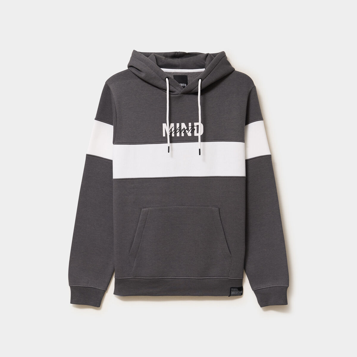 Sweat hoodie molleton manches longues gris fonc&eacute; homme