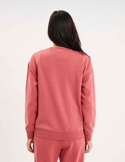 Sweat col rond manches longues vieux rose femme