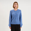 Gilet cardigan col rond boutonn&eacute; bleu ciel femme