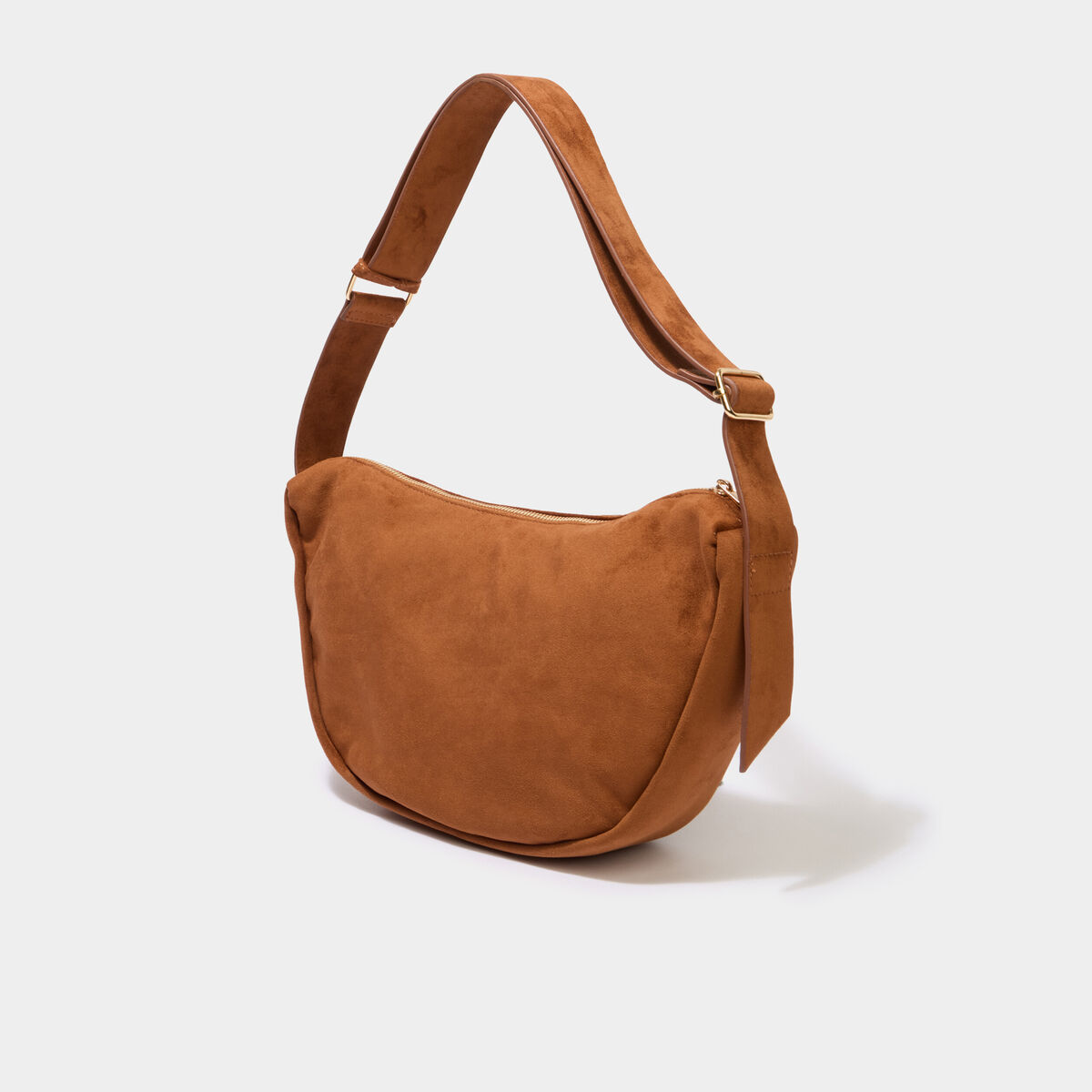 Sac banane effet su&eacute;dine camel femme