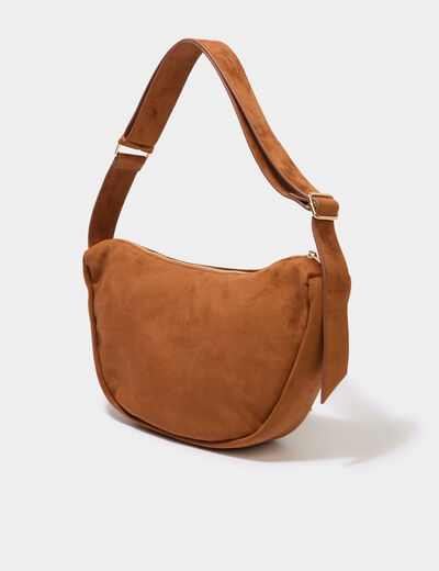 Sac banane effet su&eacute;dine camel femme