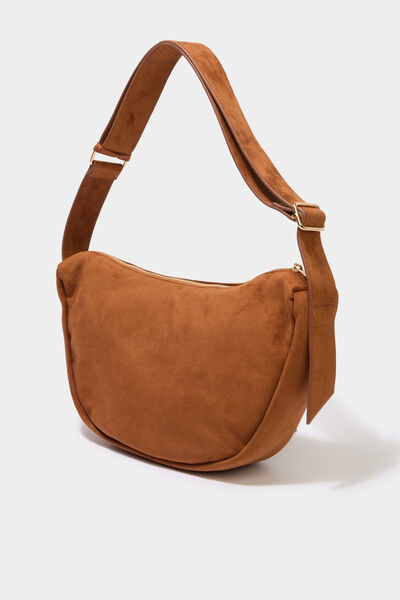 Sac banane effet su&eacute;dine camel femme