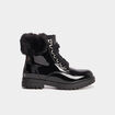 Bottines vernies bords fourrés noir fille