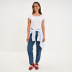 T-shirt coton col rond manches courtes blanc femme