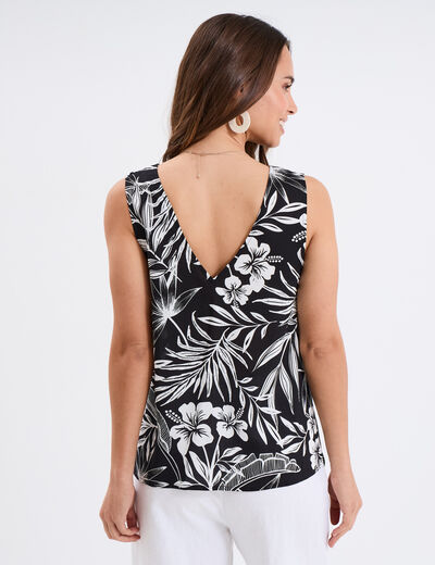 Blouse col en V bretelles larges noir femme
