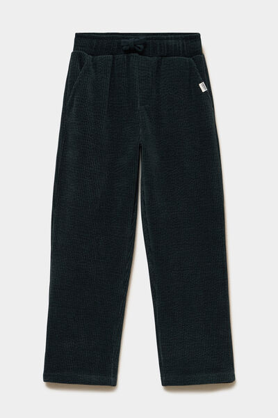 Pantalon relax effet velours c&ocirc;tel&eacute; vert fonc&eacute; gar&ccedil;on