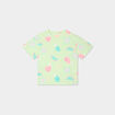 T-shirt col rond manches courtes coton vert anis fille