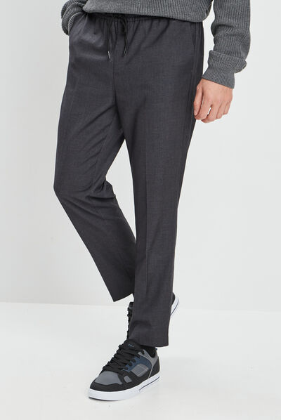 Pantalon droit à coulisse gris foncé homme