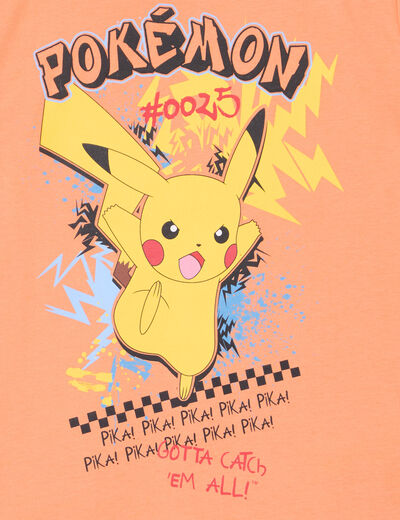 T-shirt coton manches courtes Pikachu orange foncé garçon