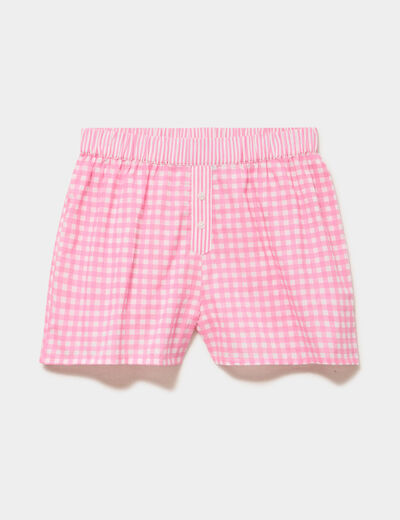 Short de pyjama taille &eacute;lastiqu&eacute;e coton blanc femme
