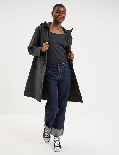 Parka imperm&eacute;able coupe-vent &agrave; capuche noir femme